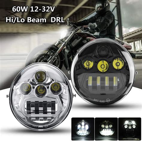 Aliexpress Buy DOT E9 60W Motorcycle LED Headlight Hi Lo Beam DRL