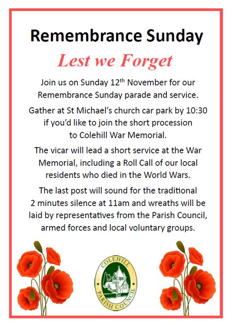 Remembrance Sunday 2023 – Colehill Parish Council