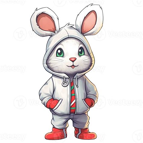 Cute Rabbit Christmas Clipart Illustration Ai Generative Png