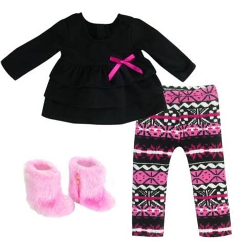 Sophia S Doll Hot Pink Print Knit Leggings Black T Kroger