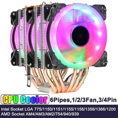 Cpu Cooler Dissipador De Calor Cobre Heatpipe Pin Rgb Ventilador