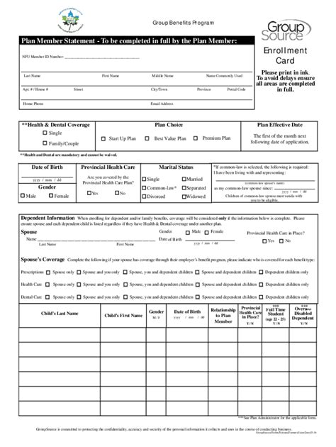 Fillable Online Group Benefits Program Supplemental Info Form Pdf Fax