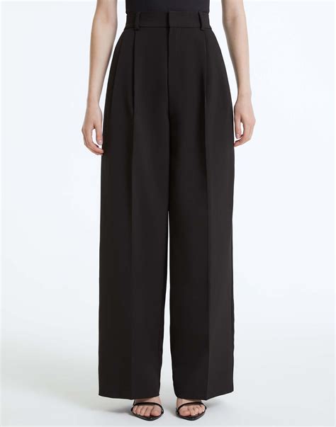 Чёрные классические брюки Wide leg с защипами GPT010307-1 купить по ...