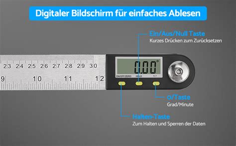 Esynic Winkelmesser Digital Winkellineal Mm Edelstahl Mit Lcd