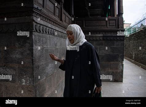 June Srinagar Jammu And Kashmir India A Veiled Woman Walks