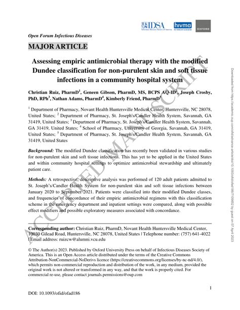 PDF Assessing Empiric Antimicrobial Therapy With The Modified Dundee