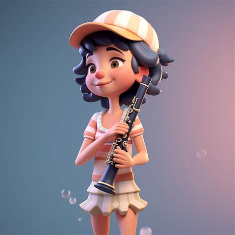 Premium AI Image | Cartoon clarinet3D