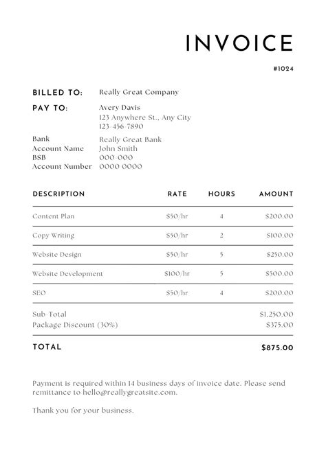 Logo Design Invoice Template