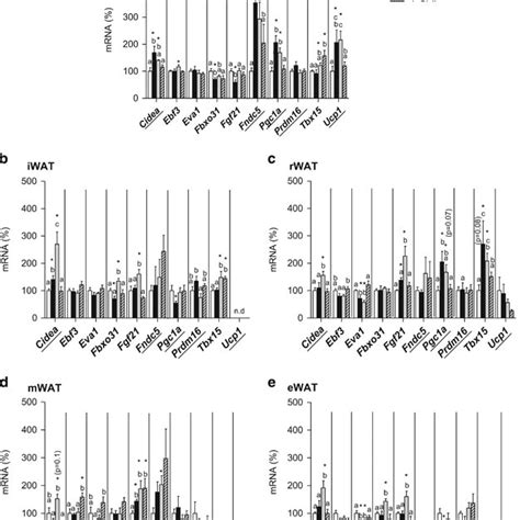 Gene Expression Of Brite Markers In Adipose Tissue Mrna Levels Of