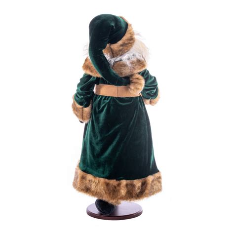 The Holiday Aisle® 28 Emerald Green Velvet Santa Doll With Stand