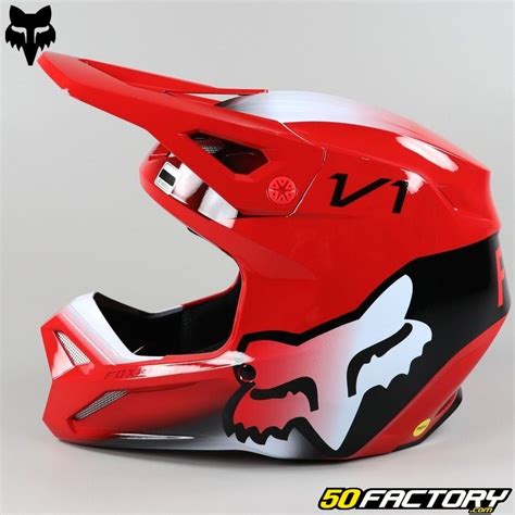 Casque cross Fox Racing V1 Toxsyk rouge fluo Équipement moto