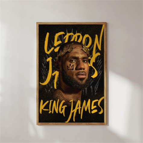 Lebron James Poster King James Portrait Black And Yellow Basketball