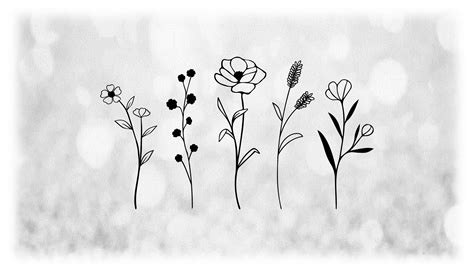 Simple Flowers Clipart Black And White