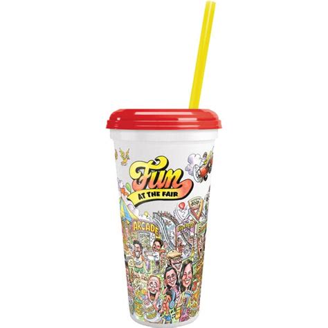 32 Oz Tall Plastic Fun At The Fair Design Souvenir Cup With Straw