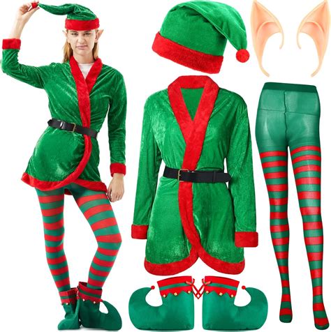 Amazon Suhine 5 Pack Women Christmas Elf Costume Set Dress Outfit