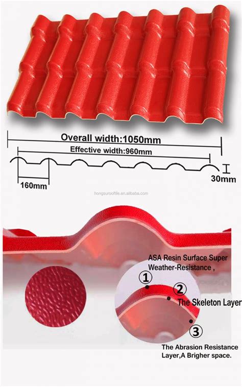 Fire Resistance Asa Synthetic Resin Roof Tile Toughness And Strength