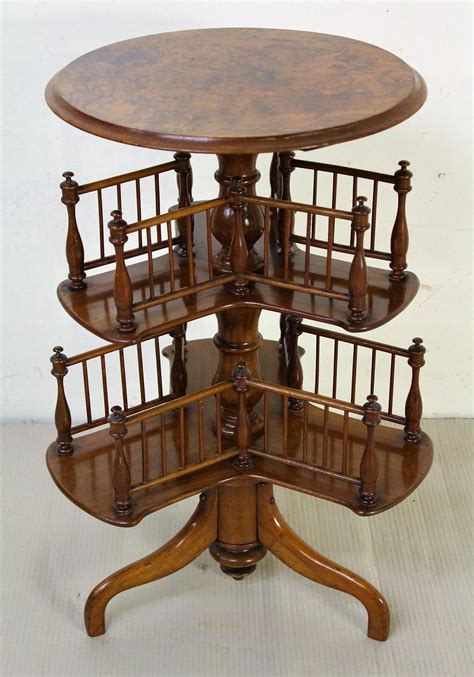 19th Century Victorian Burr Walnut Revolving 2 Tier Book Table At 1stdibs