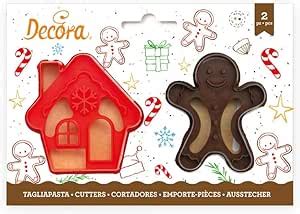 Decora 0255094 Set 2 Tagliapasta Gingerbread Man House In Plastica