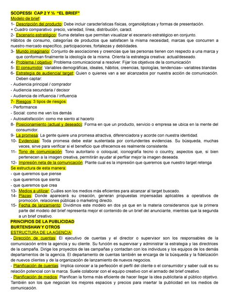 Resumen final intro a la publicidad SCOPESSI CAP 2 Y ½ EL BRIEF