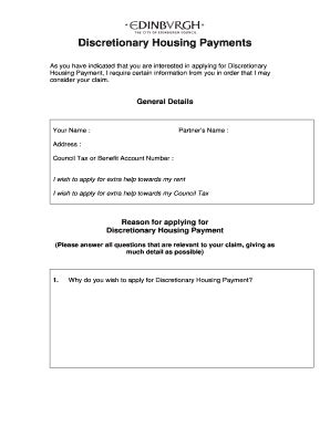 Comino Discretionary Housing Payments Doc Fill And Sign Printable