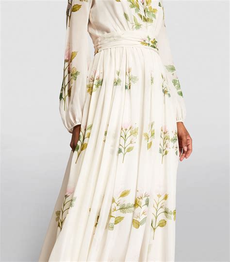 Giambattista Valli Multi Silk Rose Print Gown Harrods Uk