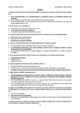 Examen Dependencia Y Discapacidad Pdf