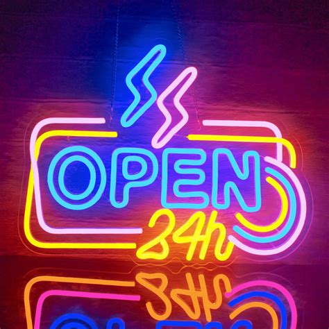 24 Hours Open Bar Neon Signs Open Neon LED Lights Business Restaurant