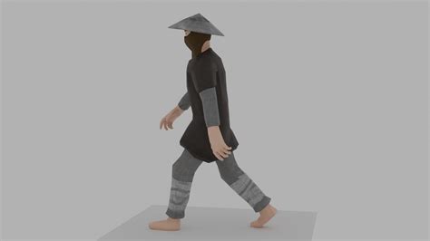 3d Model Low Poly Ninja Peasant Vr Ar Low Poly Cgtrader