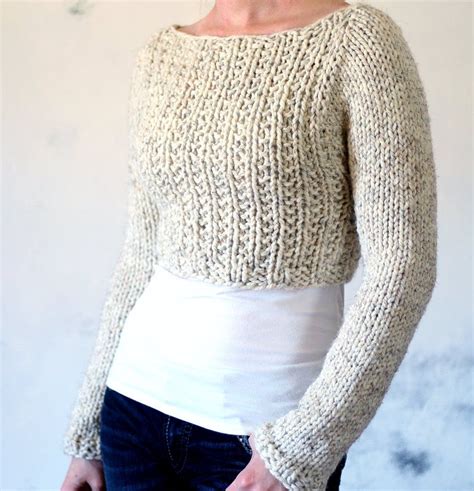 Crop Top Sweater Knitting Pattern Instruction On How To Knit Etsy How To Purl Knit Sweater