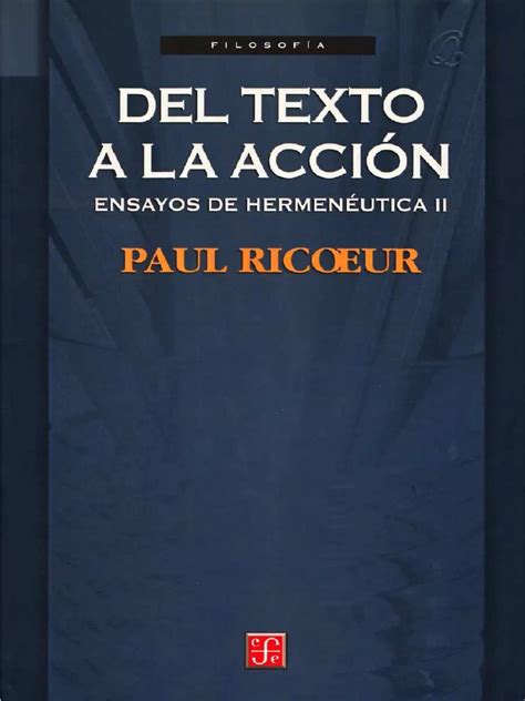 Ricoeur Paul Ensayos De Hermeneutica Pdf Novelas Hermenéutica