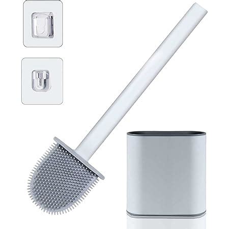 Twinzone Silicon Toilet Brush With Wall Mounting Sticker Slim Holder