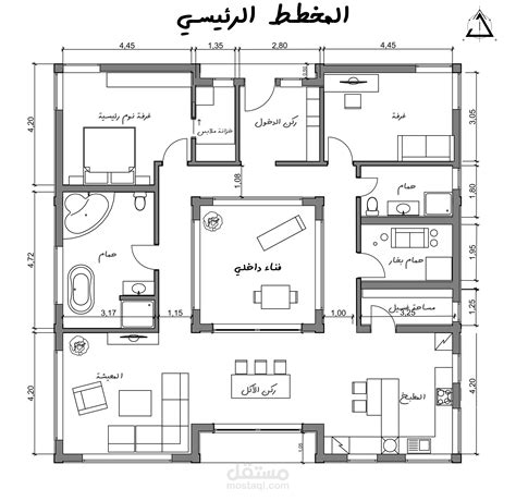 مخطط منزل ذو فناء داخلي مستقل