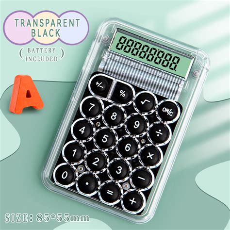 Mini Calculator 8 Digits Display Silence Transparent Calculator Cute