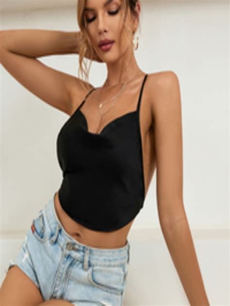 Buy URBANIC Black Styled Back Crop Top Tops For Women 18866646 Myntra