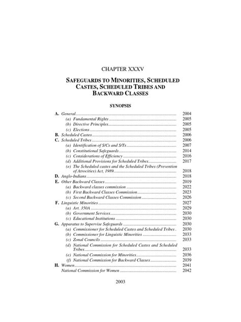 Constitutional Safeguards And Provisions For Minorities Scheduled