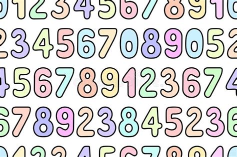 Multicolored Numbers From 0 To 9 Horizontal Seamless Pattern Endless