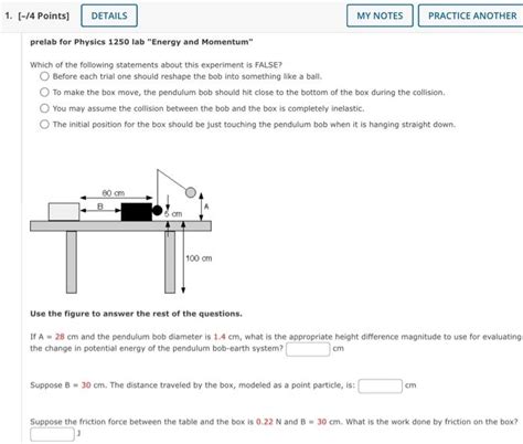 Solved Prelab For Physics 1250 Lab Energy And Momentum Chegg