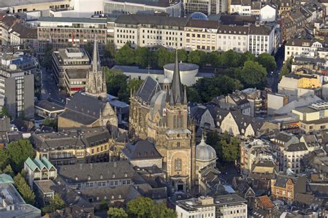 Germany North Rhine Westphalia Aachen Aerial View Of The City Center