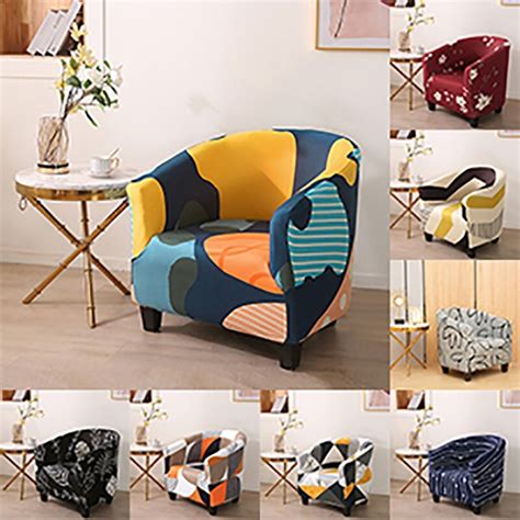 Club Chair Slipcover Stretch Armchair Covers Printed Tub Chair Cover