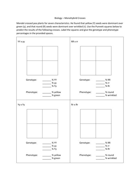 monohybrid crosses examples