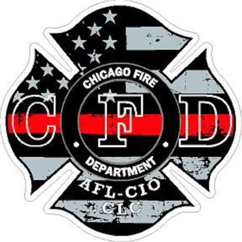 Stickers And Decals Collectibles Chicago Fire Department Red Line Maltese 4