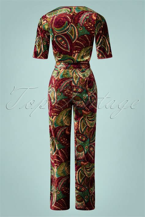 King Louie 70s Zita St Pepper Jumpsuit In Plum Red