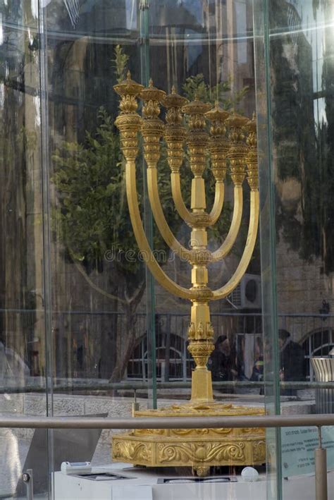 Jerusalem Israel January 30 2020 Golden Menorah In Jerusalem Near