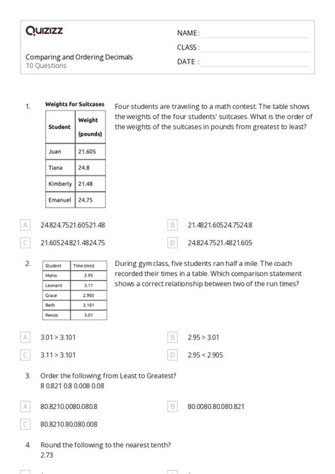 50 Comparing Length Worksheets For 5th Class On Quizizz Free And Printable