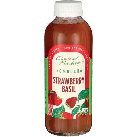 Central Market Organic Kombucha Strawberry Basil Shop Tea At H E B