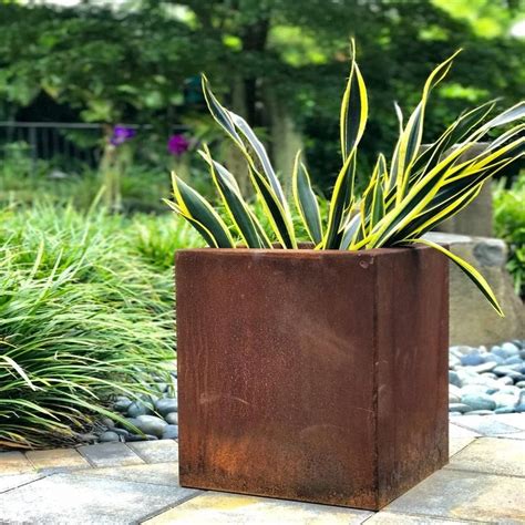 Corten Steel Flowerpot Large Metal Planters For Outdoor Buy Large