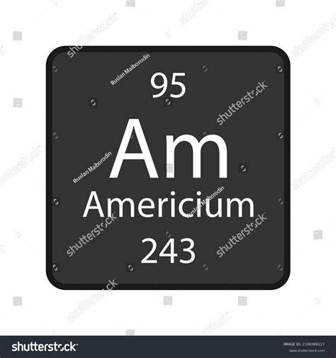 Americium Symbol Chemical Element Periodic Table Stock Vector (Royalty ...