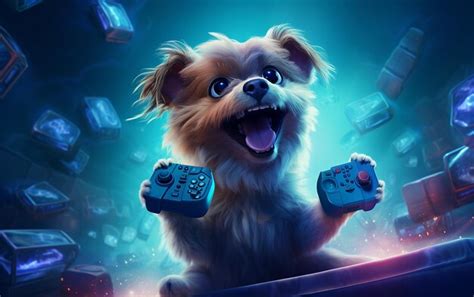 Premium Ai Image 3d Cartoon Dog Immersed Gamer