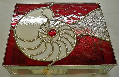 Stained Glass Jewelry Box Nautilus Shell Etsy