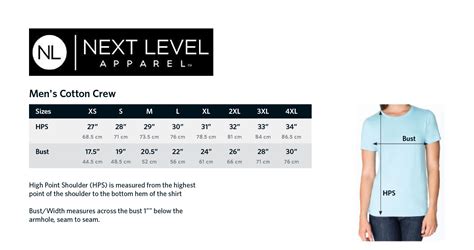 Next Level Apparel Size Chart A Visual Reference Of Charts Chart Master